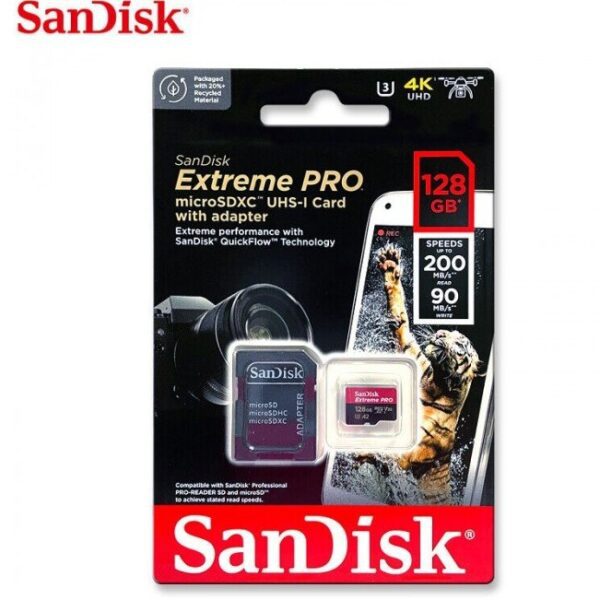 کارت حافظه سن دیسک Extreme Pro مدل microSDXC UHS-I ظرفیت 128 گیگابایت